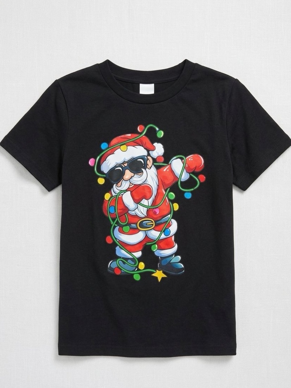 SHEIN Kids Black Dabbing Santa Christmas Graphic Tee Shirt Size 4Y